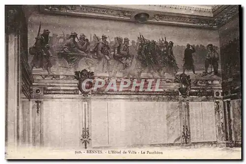 Cartes postales Rennes L Hotel de Ville Le Pantheon Militaria