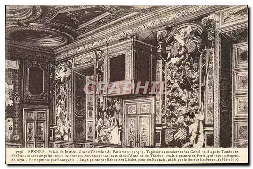 Cartes postales Rennes Le Palais de Justice Grand Chambre du Parlement Tapisseries modernes des Gobelins