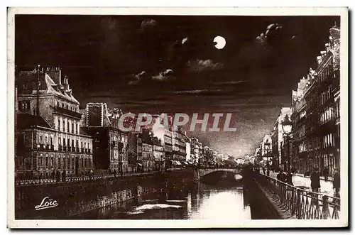 Ansichtskarte AK Rennes Les Quais au Clair de Lune