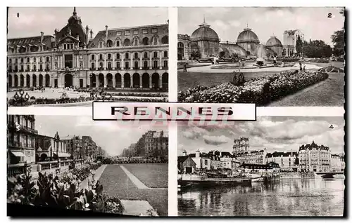 Moderne Karte Rennes Palais du Commerce Jardin anglais du Thabor et les Serres Quais et les jardins sur la Vil