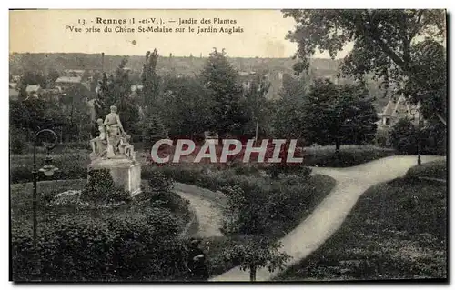 Cartes postales Rennes Jardin des Plantes Vue prise du Chene St Melaine sur le Jardin Anglais