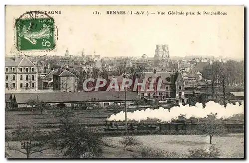 Cartes postales Rennes Vue Generale prise de Ponchailloux Train a vapeur