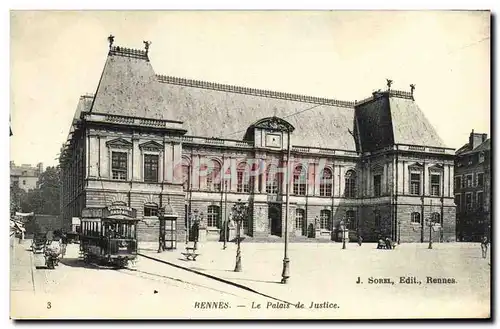 Ansichtskarte AK Rennes Le Palais de Justice Tramway Quinquinha Raspail