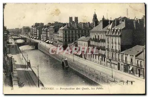 Cartes postales Rennes Prespective des Quais les Ponts