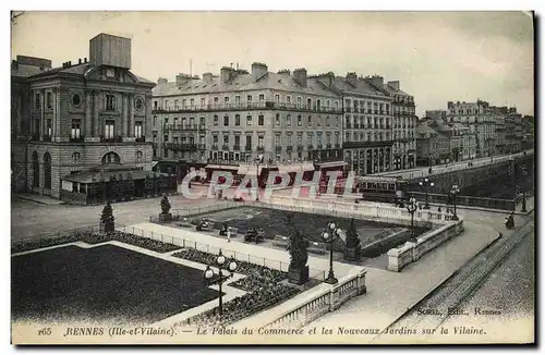 Cartes postales Rennes Le Palais du Commerce et les Nouveaux Jardins sur la Vilaine