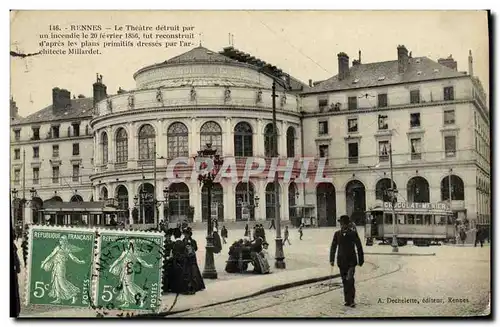 Ansichtskarte AK Rennes Le Theatre Tramway Chocolat Menier