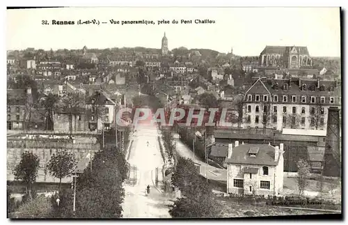 Cartes postales Rennes Vue panoramique prise du Pont Challlou