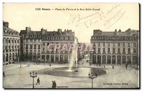 Ansichtskarte AK Rennes Place du Palais et la Rue Edith Cawell