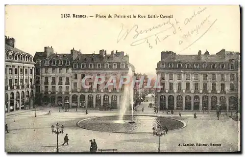 Cartes postales Rennes Place du Palais et la Rue Edith Cawell