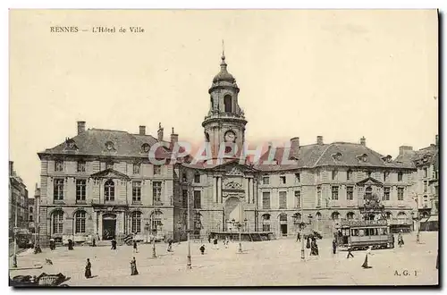 Ansichtskarte AK Rennes L Hotel de Ville Tramway