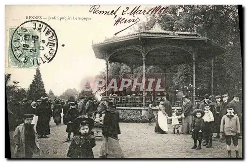 Cartes postales Rennes Jardin public Le kiosque Enfants