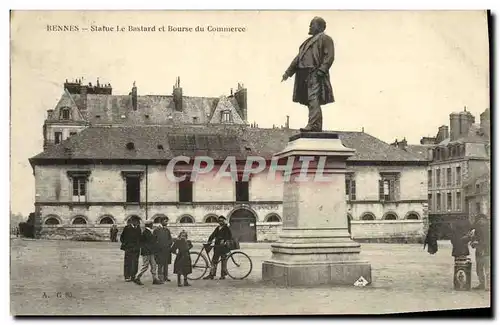 Cartes postales Rennes Statue le Bastard et Bourse du Commerce Enfants Velo Cycle