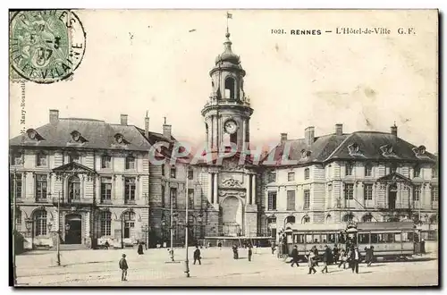 Cartes postales Rennes L Hotel de Ville Tramway