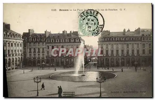 Ansichtskarte AK Rennes La Place du Palais et la rue de Bourbon