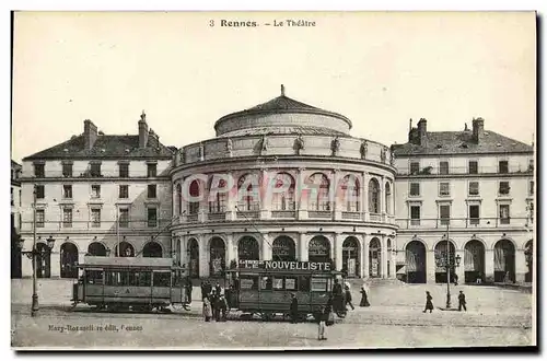 Ansichtskarte AK Rennes Le Theatre Tramway Nouvelliste