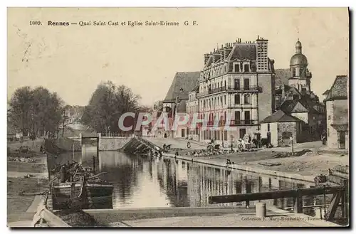 Cartes postales Rennes Le Quai Cast et L Eglise Saint Etienne