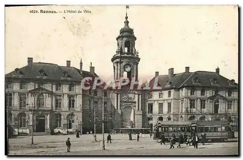 Cartes postales Rennes L Hotel de Ville Tramway