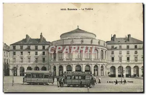 Ansichtskarte AK Rennes Le Theatre Tramway Nouvelliste