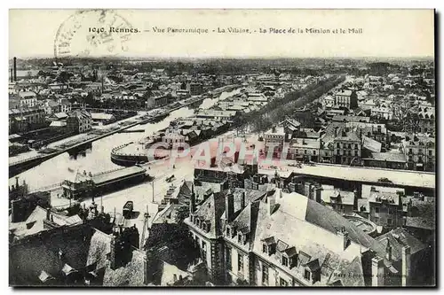 Cartes postales Rennes Vue Panoramique La Vilaine La Place de la Mission et le Mail