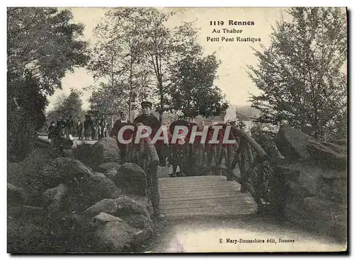 VINTAGE POSTCARD Rennes In Thabor Small rustic bridge Children