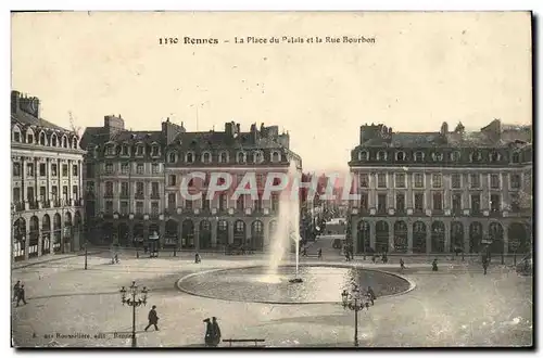 Ansichtskarte AK Rennes La Place du Palais et la Rue Bourbon