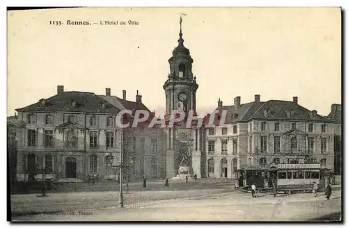 Cartes postales Rennes L Hotel de Ville Tramway