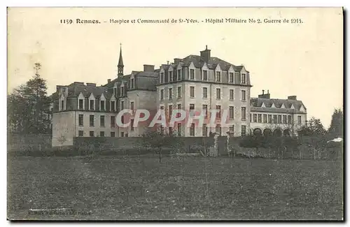 Cartes postales Rennes Hospice et Communaute de St Yves Hopital militaire numero 1 Militaria