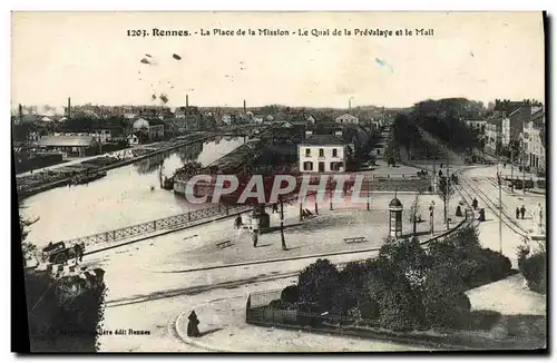 Ansichtskarte AK Rennes La Place de la Mission Le Quai de la Prevalaye et le Mail