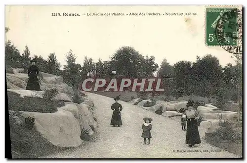 Cartes postales Rennes Le Jardin des Plantes Allee des rochers Nouveaux jardins Femme Enfants