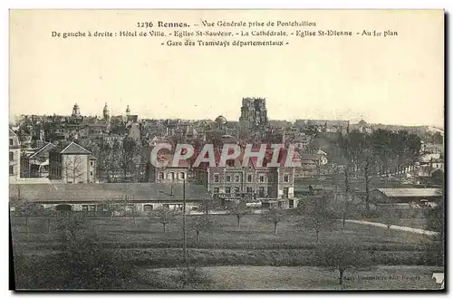 Ansichtskarte AK Rennes Vue Generale prise de Pontchaillou Hotel de ville Eglise St Sauveur Cathedrale Eglise st