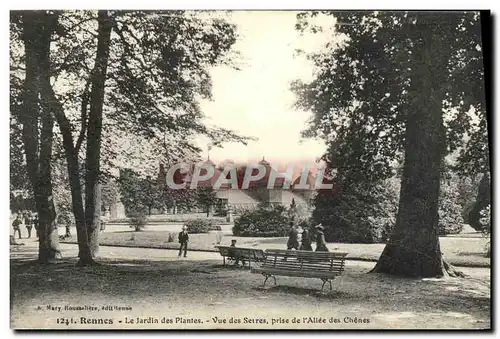 Cartes postales Rennes Le Jardin des Plantes Vue Des Serres prise de l allee des Chenes