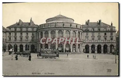 Ansichtskarte AK Rennes Le Theatre Tramway Dubonnet