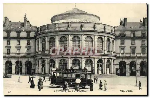 Cartes postales Rennes Le Theatre Tramway Biscuits pernot