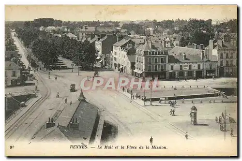 Cartes postales Rennes Le Mail et la Place de la Mission