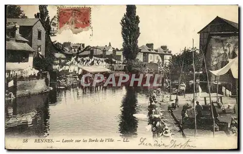 Ansichtskarte AK Rennes Lavoir sur les Bords de L Ille Lavoir Lavandieres