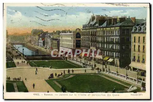 Cartes postales Rennes Jardins sur la Vilaine et Perspective des Quais