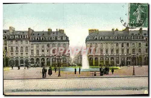 Cartes postales Rennes Place du palais et rue Bourbon