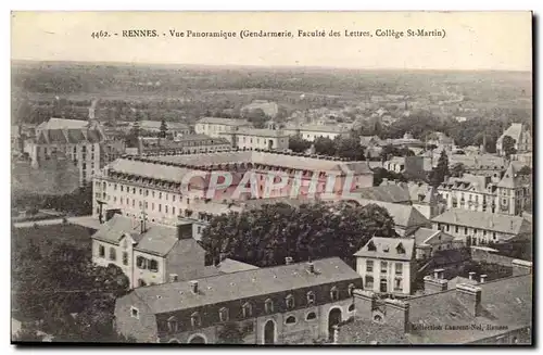 Cartes postales Rennes Vue Panoramique Gendarmerie Faculte des Lettres College St Martin