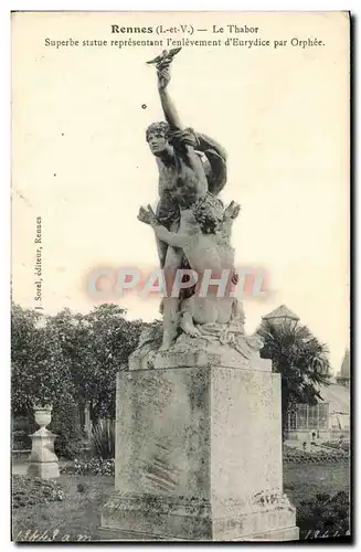 Cartes postales Rennes La Thabor superbe statue representant l enlevement d Eurydice par Orophee