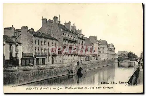 Cartes postales Rennes Quai Chateaubriant et Pont Saint Georges