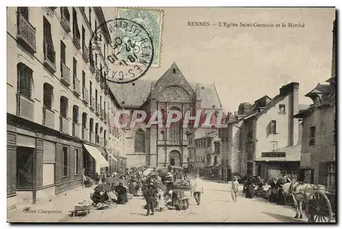 Cartes postales Rennes L Eglise Germain et le Marche