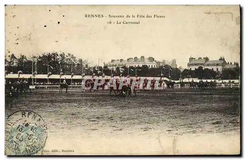 Cartes postales Rennes Souvenir de la Fete Des Fleurs Le carrousel Cheavux