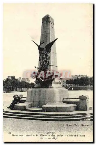 Ansichtskarte AK Rennes Monument eleve a la memoire des enfants d Ile et Vilaine morts en 1870 Militaria