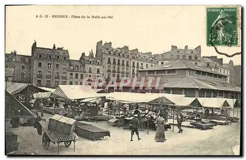 Ansichtskarte AK Rennes Place de la Halle Au Ble