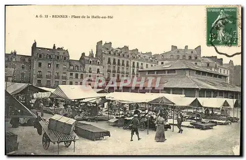Cartes postales Rennes Place de la Halle Au Ble