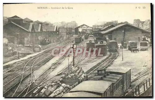Cartes postales Rennes Interieur de la Gare Trains