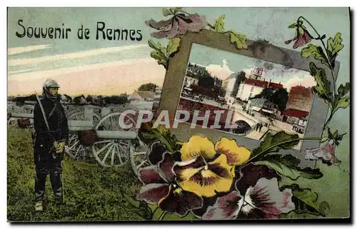 Cartes postales Rennes Souvenir soldat Militaria Canon