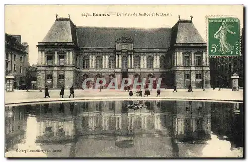 Ansichtskarte AK Rennes Le Palais de Justice et le Bassin