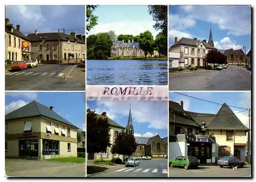 Cartes postales moderne Romille situee au Nord Ouest de Rennes Shell Monument aux morts Mairie Eglise