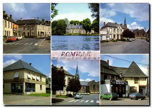 Moderne Karte Romille situee au Nord Ouest de Rennes Shell Monument aux morts Mairie Eglise